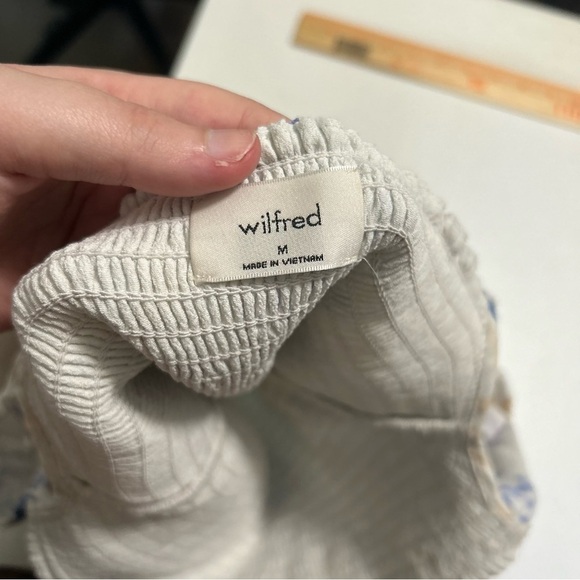 Wilfred Aritzia Floral Puff Sleeve Blouse - Cream, Purple, Blue Medium M - Picture 3 of 6